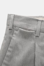 Close-up front view of PT Torino Pants 'Rebel Fit' grey melange showing waistband, belt loops, and front pocket in a soft cotton-silk blend fabric. With PT TORINO you’re always on the right track: These comfortably cut pants in the trendy Tapered Fit made