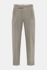Front view of PT Torino Corduroy pants 'Rebel Fit' grey, corduroy made of pure cotton, slightly elastic quality, very soft feel, tapered fit, regular thigh width, ankle length, very narrow tapering, zipper and waistband hook, single waistband pleat, small