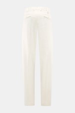 PT Torino Cotton Trousers 'Carrot Fit' offwhite shown from the back, ankle-length with double pleats and buttoned flap pockets.