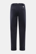 PT Torino Chino 'Hamptons' navy shown from the back, ankle-length tapered fit with regular thigh width, twill made of pure cotton, soft touch, very slim tapering, zipper and waistband buttons, extended button tab, small watch pocket, double waistband plea
