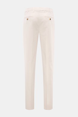 Brunello Cucinelli Chinos 'Italian Fit' cream shown from the back, twill elasticated cotton, soft feel, garment-dyed, regular fit with tapered cut.
