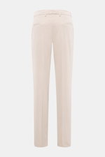 Back view of Brunello Cucinelli Corduroy pants sand, made of pure cotton with soft feel, featuring single pleat, French and welt pockets, zipper, waistband buttons, regular fit with very slim tapering, garment dyed.