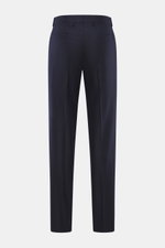 Rear view of Brunello Cucinelli wool trousers navy in pure virgin wool with single pleat, French and welt pockets, regular fit.

Description: <p>These wool trousers of the luxury label BRUNELLO CUCINELLI are a true classic among trouser models with their 