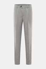 Front view of Brunello Cucinelli wool trousers light grey melange made of pure virgin wool with single pleat and buttoned waistband.

Description: <p>These wool trousers of the luxury label BRUNELLO CUCINELLI are a true classic among trouser models with t