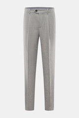 Front view of Brunello Cucinelli wool trousers light grey melange made of pure virgin wool with single pleat and buttoned waistband.

Description: <p>These wool trousers of the luxury label BRUNELLO CUCINELLI are a true classic among trouser models with t
