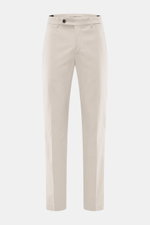 Incotex Baumwollhose sand, Frontansicht, Twill aus Baumwolle, leicht elastisch, weicher Griff, Regular Fit, schmal zulaufend, Reißverschluss, Bundknopf, Knopfriegel, französische Taschen, Uhrentaschen, Gesäßtaschen mit Knopf.