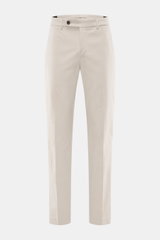 Incotex Baumwollhose sand, Frontansicht, Twill aus Baumwolle, leicht elastisch, weicher Griff, Regular Fit, schmal zulaufend, Reißverschluss, Bundknopf, Knopfriegel, französische Taschen, Uhrentaschen, Gesäßtaschen mit Knopf.