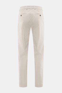 Incotex Baumwollhose sand Rückansicht, Twill aus Baumwolle, leicht elastisch, weicher Griff, Regular Fit, schmal zulaufend, Reißverschluss, Bundknopf, Knopfriegel, französische Taschen, Uhrentaschen, Gesäßtaschen mit Knopf.