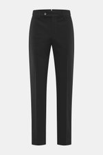 Incotex Baumwollhose schwarz, frontale Nahaufnahme, Twill aus Baumwolle, leicht elastisch, weicher Griff, Regular Fit, leicht schmal zulaufend, Reißverschluss mit Bundknopf, verlängerter Knopfriegel, französische Taschen, Uhrentaschen, Gesäßtaschen mit Kn