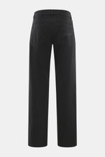 Jacquemus Jeans schwarz von hinten, Denim aus reiner Baumwolle, leicht griffig, Regular Fit, gerader Schnitt, Button Fly, Five-Pocket-Stil, Weblabel innen.