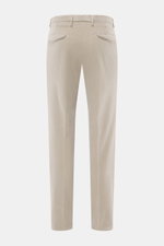 Back view of Briglia 1949 Corduroy pants beige in soft cotton-modal blend with stretch, tapered fit, French pockets, and ankle length.