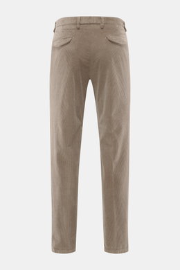 Briglia 1949 Corduroy pants taupe shown from the back in ankle-length tapered fit with French and flap back pockets, soft cotton-modal blend.