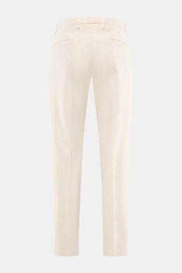 Briglia 1949 Chino creme, knöchellang und schmal zulaufend, elastische Baumwolle, Rückansicht mit französischen und Leistentaschen.