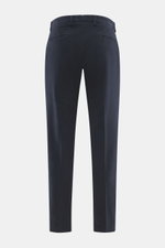 Briglia 1949 Chino navy aus elastischer Baumwolle, schmal zulaufend, knöchellang, Rückansicht mit Leistentaschen und Bundknopf.