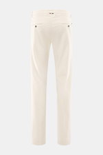 Mason's Corduroy Pants 'Torino Style' offwhite shown from the back, slim fit, tapered, with piped buttoned pockets, made of cotton and lyocell.