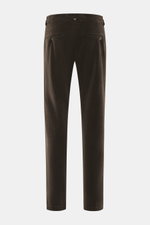 Mason's Corduroy Pants 'Torino Style' grey brown shown from the back, slim fit, tapered, soft touch cotton and lyocell blend with stretch.