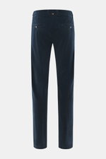 Mason's Corduroy Pants 'Torino Style' navy shown from the back, slim fit tapered corduroy with piped buttoned back pockets, zip fly.