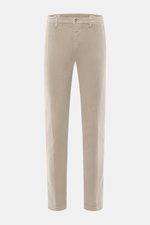 Mason's Corduroy Pants 'Torino Style' grey shown front view, slim fit tapered corduroy pants made of cotton and lyocell with stretch, zip fly, button, French pockets, piped back pockets with button, soft touch, garment dyed for comfort.