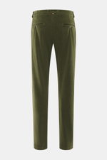 Mason's Cordhose 'Torino Style' dunkelgrün, Slim Fit Cordhose aus Baumwolle/Lyocell mit Stretch, Rückansicht mit Bundknopf, Zip Fly und Taschen.