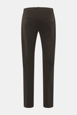 Rear view of Dondup Corduroy pants 'Spiritissimo' dark brown in slim fit, very tapered, made of elastic cotton fine cord, featuring French pockets and back button pockets.

Description: <p>Especially comfortable, velvety fine cord made of elastic cotton m
