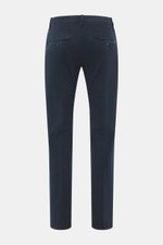 Rear view of Dondup Corduroy pants 'Spiritissimo' navy in slim fit with back button pockets, made from soft, elastic cotton fine cord.

Description: Especially comfortable, velvety fine cord made of elastic cotton makes the 'Spiritissimo' by DONDUP a must