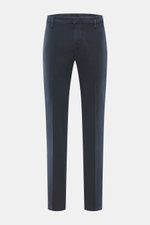 Dondup Baumwollhose 'Spiritissimo' navy, Slim Fit, schmal zulaufend, leicht elastisch, weicher Griff, markante Webstruktur, frontale Ansicht mit Reißverschluss und Slide Button.