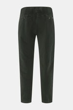 Dondup Cordhose 'Ben' dunkelgrün, knöchellang, sehr schmal zulaufend, aus reiner Baumwolle Cord, Rückansicht mit Gesäßtaschen und Knopf, französische Taschen, leichter Stretch, weicher Griff, Tapered Fit, Bundfalte, Reißverschluss mit Slide Button.