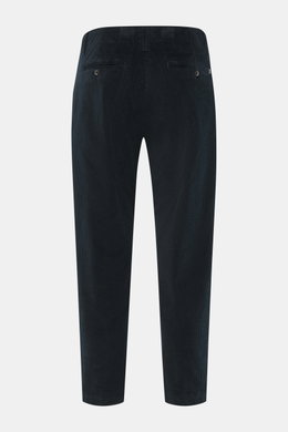Dondup Cordhose 'Ben' petrol, Rückansicht, knöchellang, sehr schmal zulaufend, Cord aus reiner Baumwolle, Tapered Fit, französische Taschen, Bundfalte, Metall-Initial.