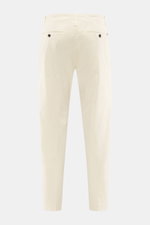 Dondup Chino 'Ben' creme, Rückansicht, twill Baumwolle-Lyocell, leicht elastisch, weicher Griff, tapered Fit, knöchellang, Taschen mit Knopf, Metall-Initial.