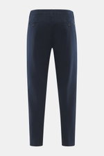Dondup Chino 'Ben' navy, knöchellang, sehr schmal zulaufend, Rückansicht, Twill aus Baumwolle und Lyocell, leicht elastisch, weicher Griff, garment dyed, Tapered Fit, reguläre Oberschenkelweite, Reißverschluss, Slide Button, einfache Bundfalte, französisc
