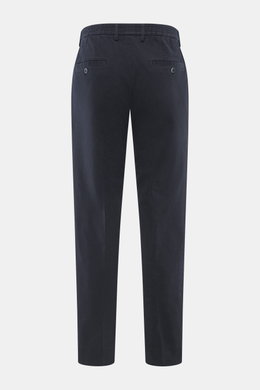 GTA Baumwollhose 'Davide' navy, Rückansicht, Regular Fit aus elastischem Baumwoll-Twill mit französischen Taschen, Bundknopf, Reißverschluss, Logo-Detail.