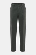 GTA Baumwollhose 'Davide' dunkelgrau von vorne, legerer Klassiker aus Baumwoll-Twill, Regular Fit, elastisch, französische Taschen, Knopf- und Reißverschluss.