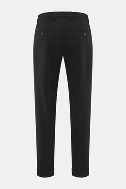 Rückansicht der schwarzen GTA Jersey-Hose 'Dennis' aus Jersey mit Viskose, Microfaser, Tapered Fit, französischen Taschen, Knopf, Saumaufschlag.