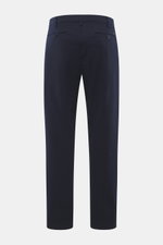 Closed Baumwollhose 'Bergen Tapered' navy, Rückansicht, reine Baumwolle, leicht elastisch, Twill-Struktur, weicher Griff, tapered Fit, knöchellang, Bundhaken, Bundfalte, französische Taschen, paspelierte Gesäßtaschen, Metall-Initial, CLOSED-Weblabel.