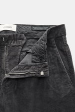 Close-up front view of Closed Corduroy Pants 'Clifton' dark grey with zipper, waistband hook, and soft cotton corduroy fabric.

Description: <p>With the casual 'Clifton' pants made of soft cotton corduroy from the trouser experts CLOSED, you are very well