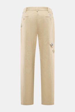 Rückansicht der Polo Ralph Lauren Chino 'Big Fit' beige mit Twill aus Baumwolle, weichem Griff, Tapered Fit, geradem Schnitt, Button-Fly, Taschen, Enten-Stitching.