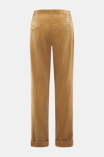 Polo Ralph Lauren Cordhose 'Whitman' camel, Rückenansicht, knöchellang, Bundfalten, französische Taschen, Reißverschluss, Bundknöpfe, Saumaufschlag.