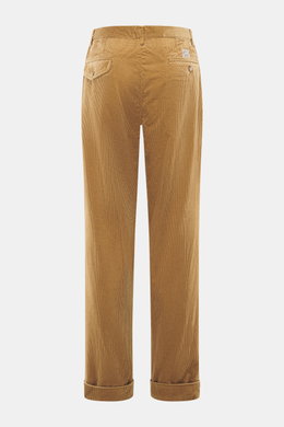 Polo Ralph Lauren Cordhose 'Whitman' camel, Rückenansicht, knöchellang, Bundfalten, französische Taschen, Reißverschluss, Bundknöpfe, Saumaufschlag.