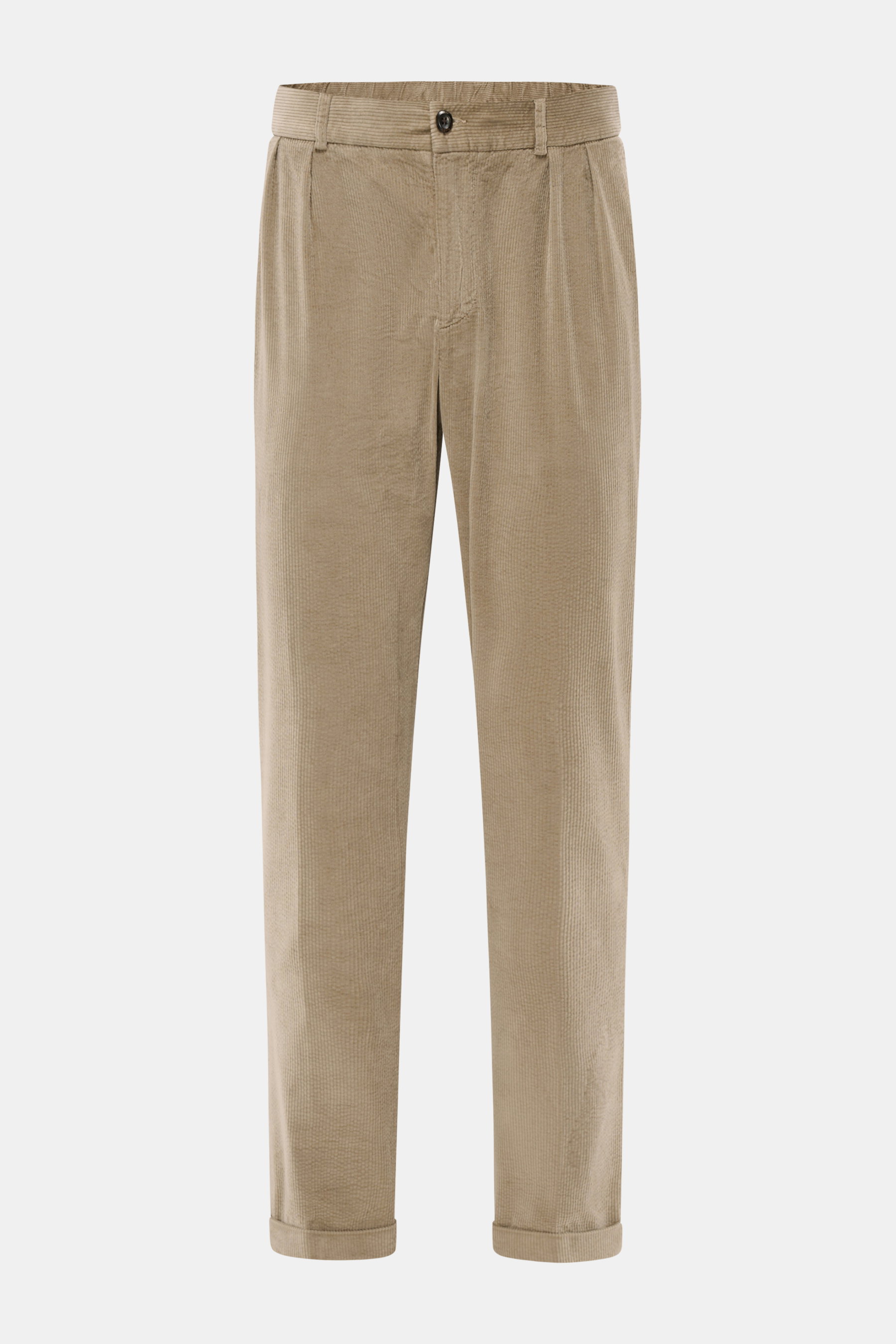 Front view of 04651/ A trip in a bag Corduroy Pants brown in soft cotton corduroy with seersucker backside, slim fit, ankle length, tapered.