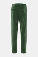 Grüne 04651/ A trip in a bag Cordhose creme aus Baumwoll-Cord mit Seersucker-Rückseite, Slim Fit, knöchellang, mit Taschen, Rückansicht.