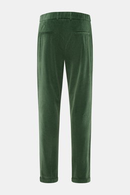 Grüne 04651/ A trip in a bag Cordhose creme aus Baumwoll-Cord mit Seersucker-Rückseite, Slim Fit, knöchellang, mit Taschen, Rückansicht.