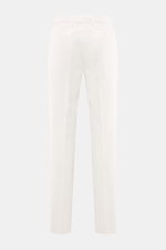 Brunello Cucinelli Chino offwhite shown from the back, twill made of pure cotton, soft touch, Regular Fit, slightly tapered, zipper and waistband button, single waistband pleat, French pockets, welt pockets at the back.