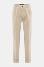 Michael Coal Chino "Work Mc-Louis" beige, frontale Ansicht, Twill aus reiner Baumwolle, markante Webstruktur, Slim Fit, knöchellang, französische Taschen, Reißverschluss, Bundknopf, Saumaufschlag.