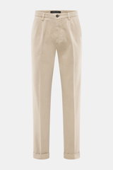 Michael Coal Chino "Work Mc-Louis" beige, frontale Ansicht, Twill aus reiner Baumwolle, markante Webstruktur, Slim Fit, knöchellang, französische Taschen, Reißverschluss, Bundknopf, Saumaufschlag.
