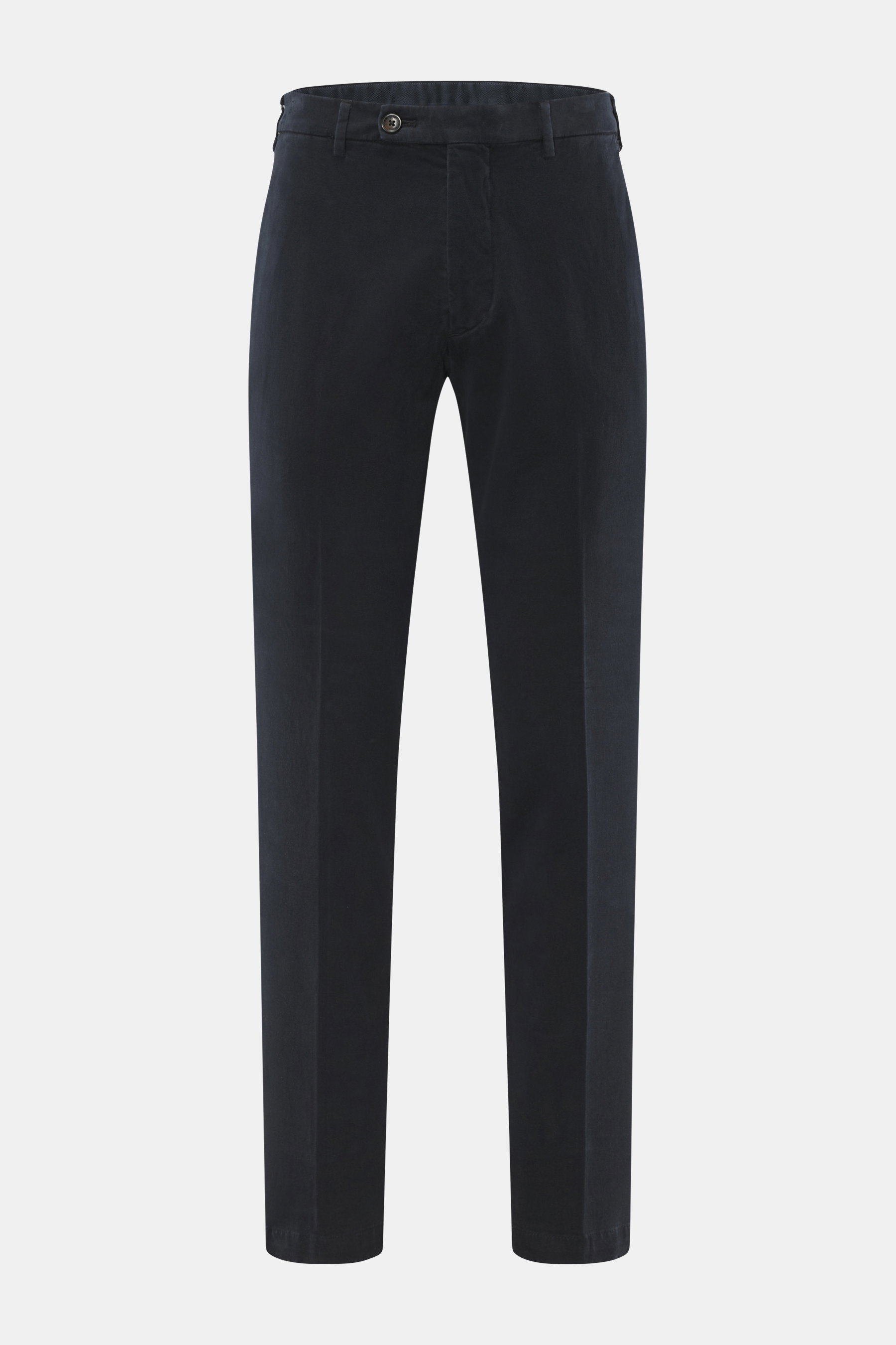 Michael Coal Baumwollhose dark navy, frontale Aufnahme, Twill aus Baumwolle, elastisch, weicher Griff, Regular Fit, sehr schmal zulaufend, Reißverschluss, Bundknopf, verlängerter Knopfriegel, französische Taschen, paspelierte Gesäßtaschen.