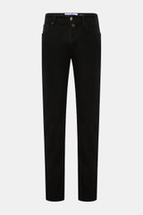 Jacob Cohen Jeans 'Bard' schwarz (ehemals J688) im Slim Fit, Frontansicht, Five-Pocket, Button Fly, leichter Stretch, Ponyfell-Patch.