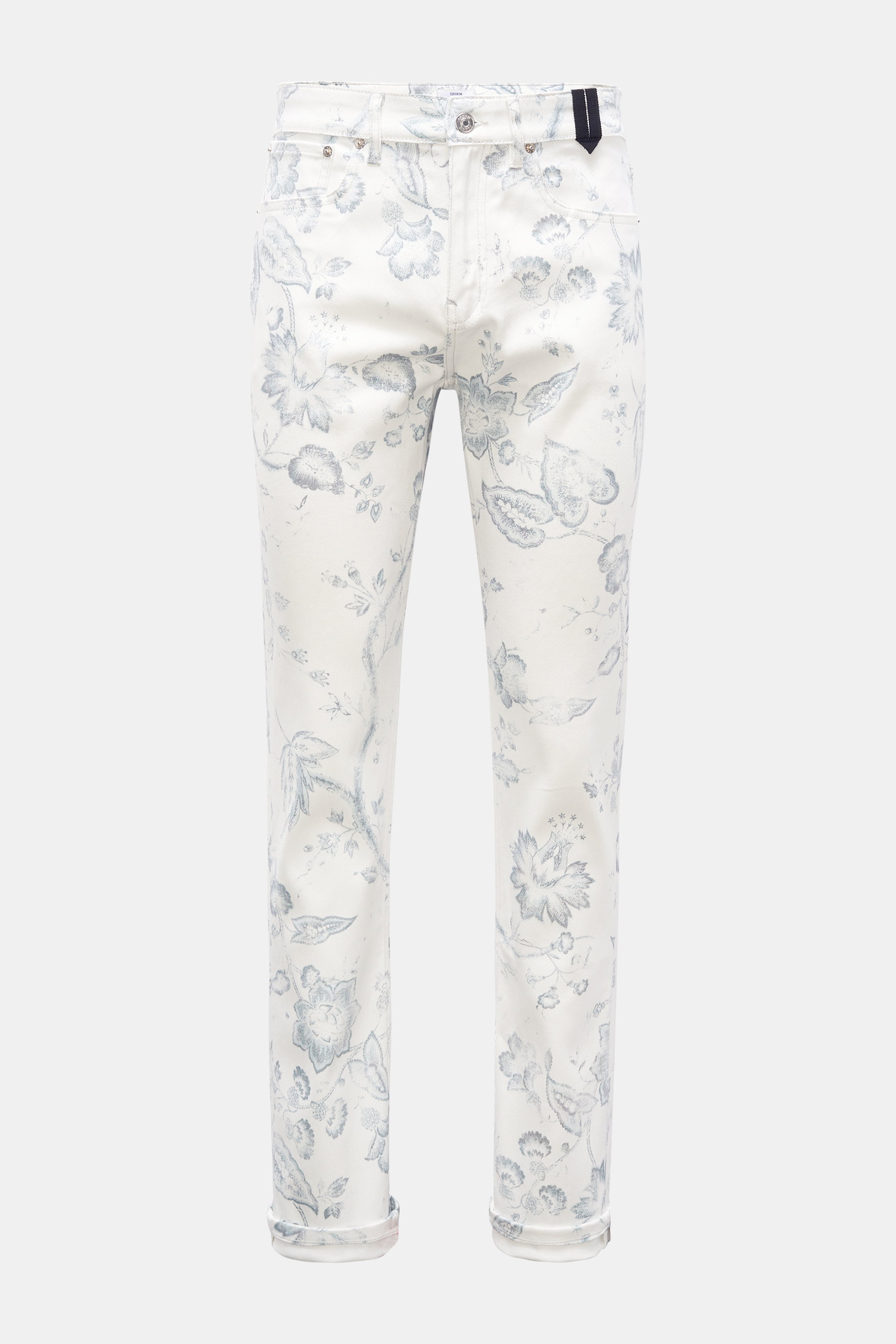 Erdem Jeans 'Oliver' weiß/graublau gemustert