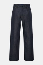Stone Island Jeans 'Indigo Denim - Raw' navy, frontale Ansicht, Loose Fit, gerader Schnitt, Raw Denim, Five-Pocket-Stil, Kompass-Badge am Bund.