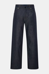 Stone Island Jeans 'Indigo Denim - Raw' navy, frontale Ansicht, Loose Fit, gerader Schnitt, Raw Denim, Five-Pocket-Stil, Kompass-Badge am Bund.