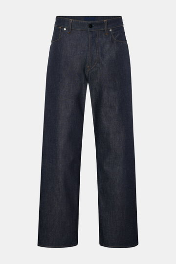Stone Island Jeans 'Indigo Denim - Raw' navy, frontale Ansicht, Loose Fit, gerader Schnitt, Raw Denim, Five-Pocket-Stil, Kompass-Badge am Bund.